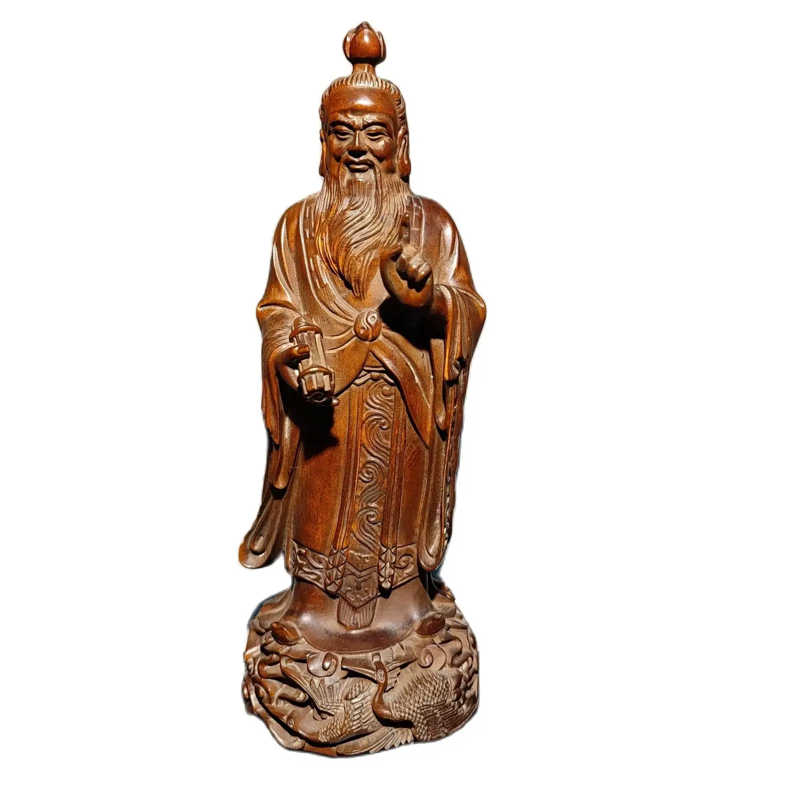 

7" vintage wood carving Boxwood wooden sculpture buddha statue praying art decor souvenir amusing