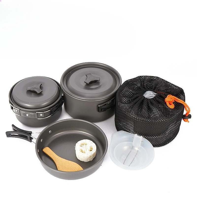 

Outdoor Camping Set Pot 3-4 People Cooking Utensils Set Camping Portable Pot Folding Picnic Self-driving Tour Tableware