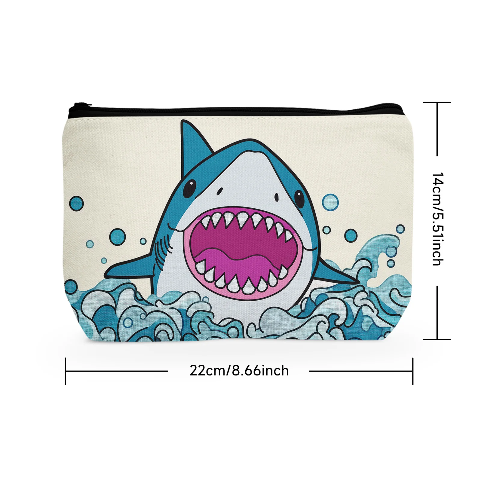 1Pc Makeup Bag Funny Shark Design Multipurpose For Women Animal Lovers Graduation Friendship Birthday Christmas Gifts