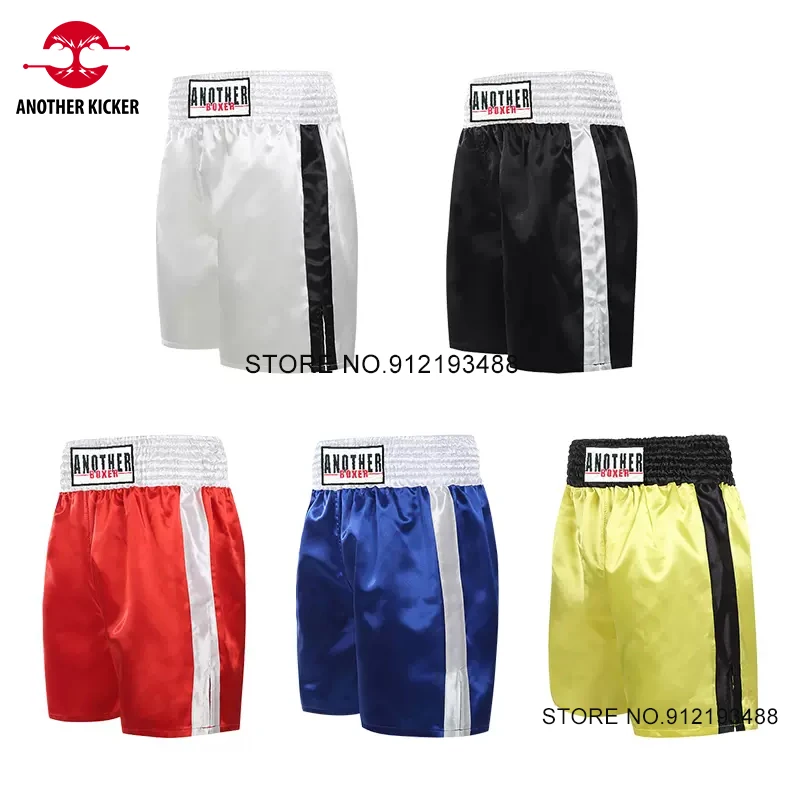 

Boxing Shorts Men Plain Muay Thai Pants Women Sanda Wushu MMA Martial Arts Training Uniform Satin Cage Fight Kickboxing Trunks