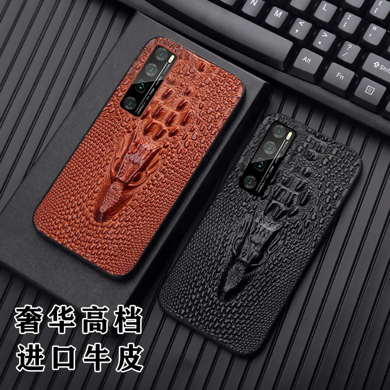 

Hot Sale New Luxury Genuinnew Genuine Leather Luxury 3d Dragon Head Phone Case For Huawei Nova 8 7 Nova8 Nova7 Se Pro Cover Case