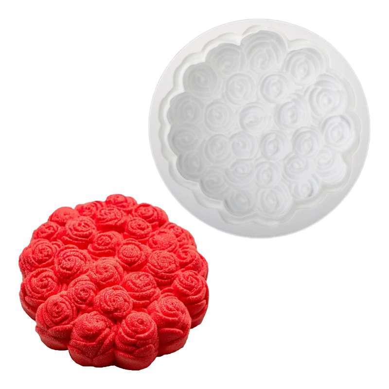 Food Grade Mousse Cake Moulds 1 or 6 Cells Rose Bouquet Design Silicone Cake Molds Valentine\'s Day Party Dessert Baking Tools