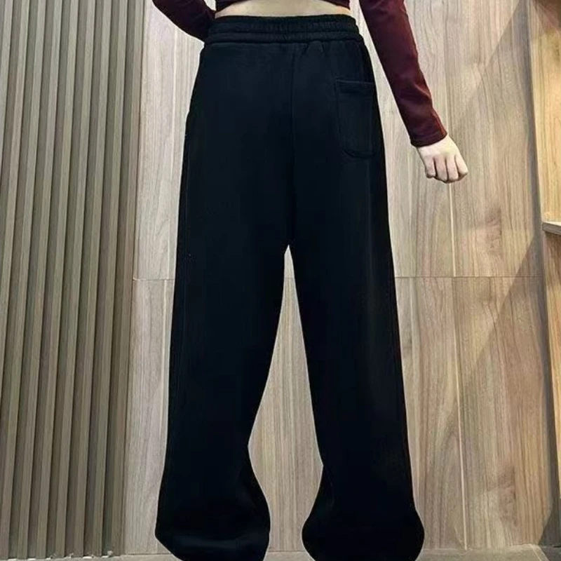2026 Spring Summer Trendy European Loose Bundled Foot Sweatpants Women Solid Color Elastic Waist Casual Pants