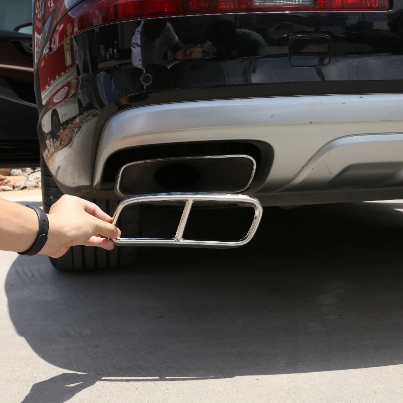

Exhaust Pipe Bezel Stainless Steel Rear Exhaust Pipe Cover Trim Car Exhaust Tip Cover Car Accessories For Audi Q7 4M 2016-2019