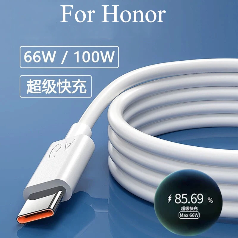 Original Honor 200 100 90 Pro Magic V V2 V3 VS2 VS3 6 5 4 Pro 6A USB Type C Cable 100W 66W 88W SuperCharge Fast Wire Line Cord