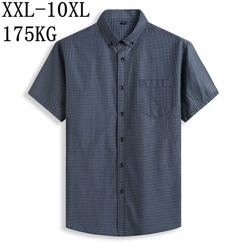 

10XL 8XL 7XL New Summer Men Shirt Male Dress s Men's Casual Short Sleeve Business Plaid Brand Clothing Formal Social