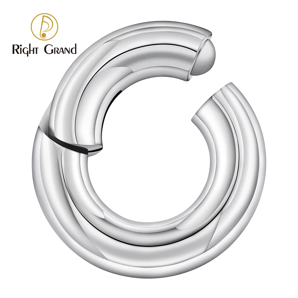 Right Grand ASTM F136 Titanium Large Gauge 6G 8G 10G Single Hinged Clicker Segment Hoop Ring Septum Nose Piercing