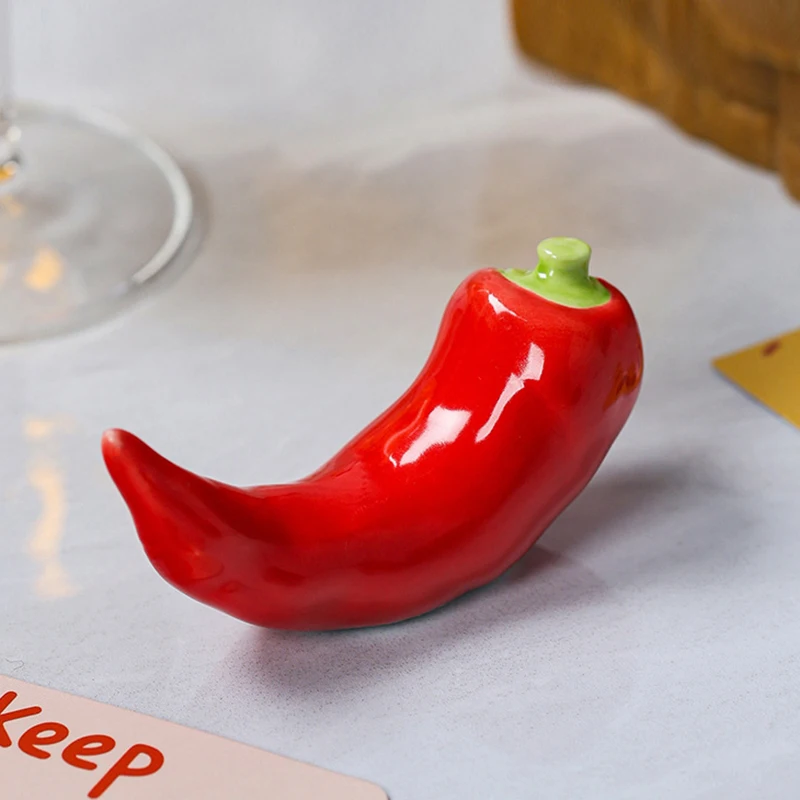 Cute Chili Shaped Ceramic Chopstick Holder, Hotel Vegetable and Fruit Chopstick Holder, Home Ceramic Ornament