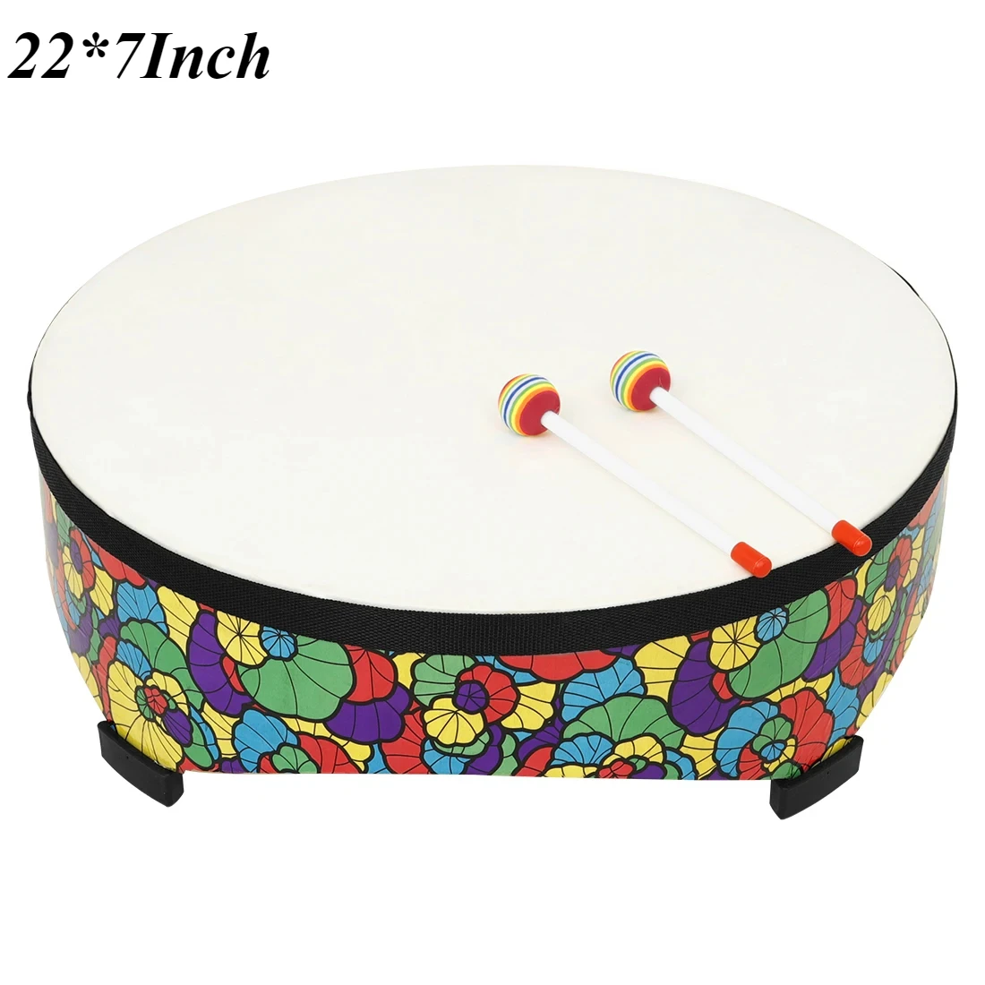 

7-дюймовый наземный барабан, красочный барабан из овчины, бамбуковый барабан для лица, орфа, просветительские подарки, детский ударный инструмент с барабанной палочкой