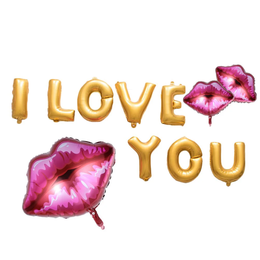 

4 Pcs Red Lip Balloon Balloons Lipstick Decorate Wedding Party Engagement Decoration