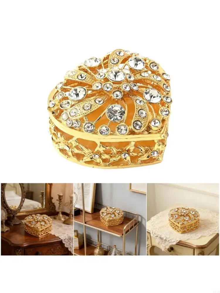Vintage Heart Storage Box Decoration With Pearls And Gemstones