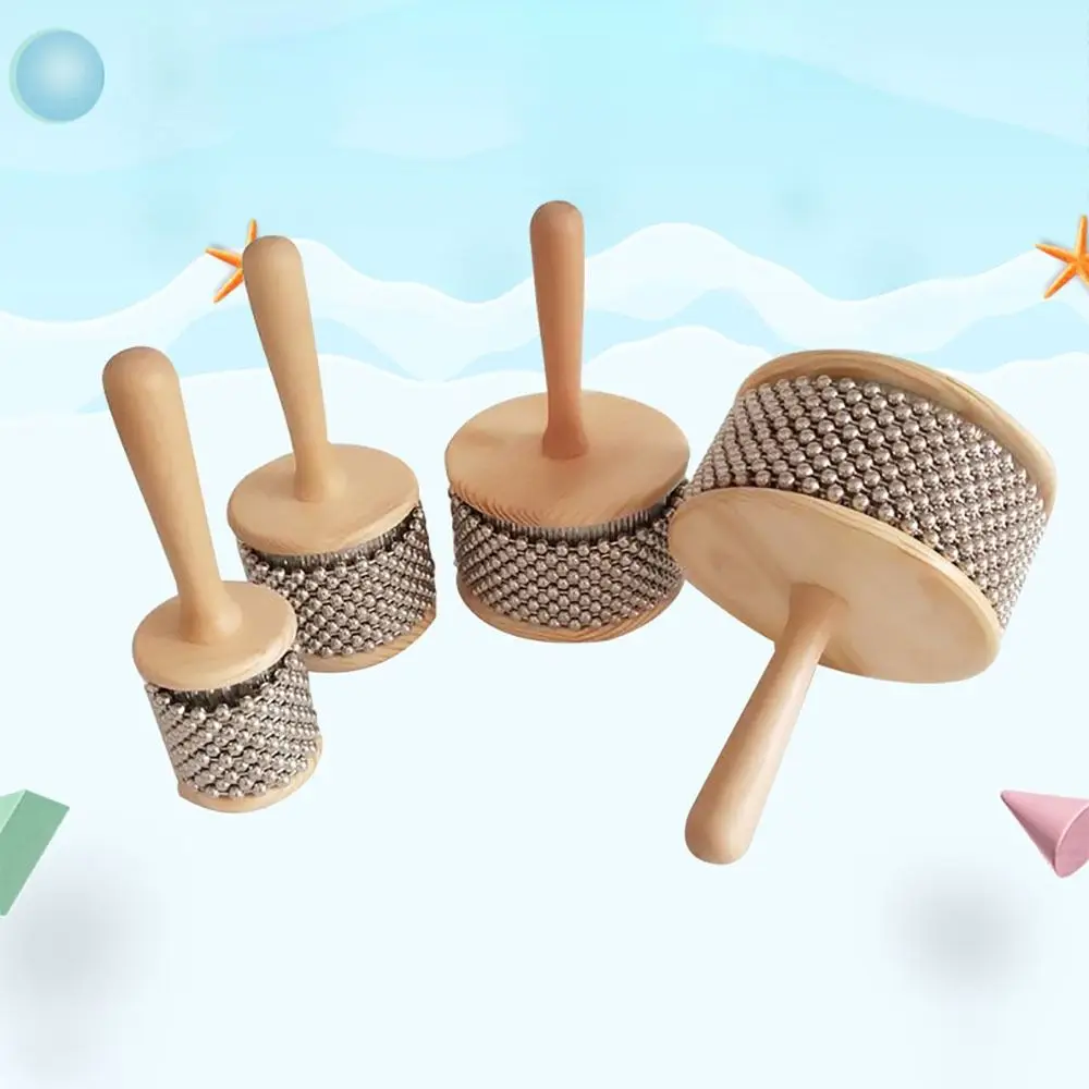 Wooden/Metal Beaded Cabasa 6.5/8.5/11.5/13.5cm Musical Teaching Hand Shaker Instrument Easy To Play Music Band Accompaniment