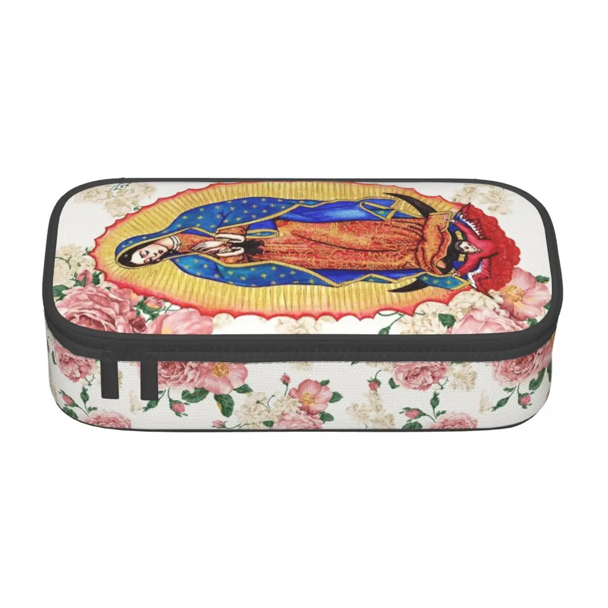 مخصص عذراء غوادالوبي مقلمة للبنين بنات سعة كبيرة المكسيك الكاثوليكية مريم العذراء القلم حقيبة صندوق اللوازم المدرسية