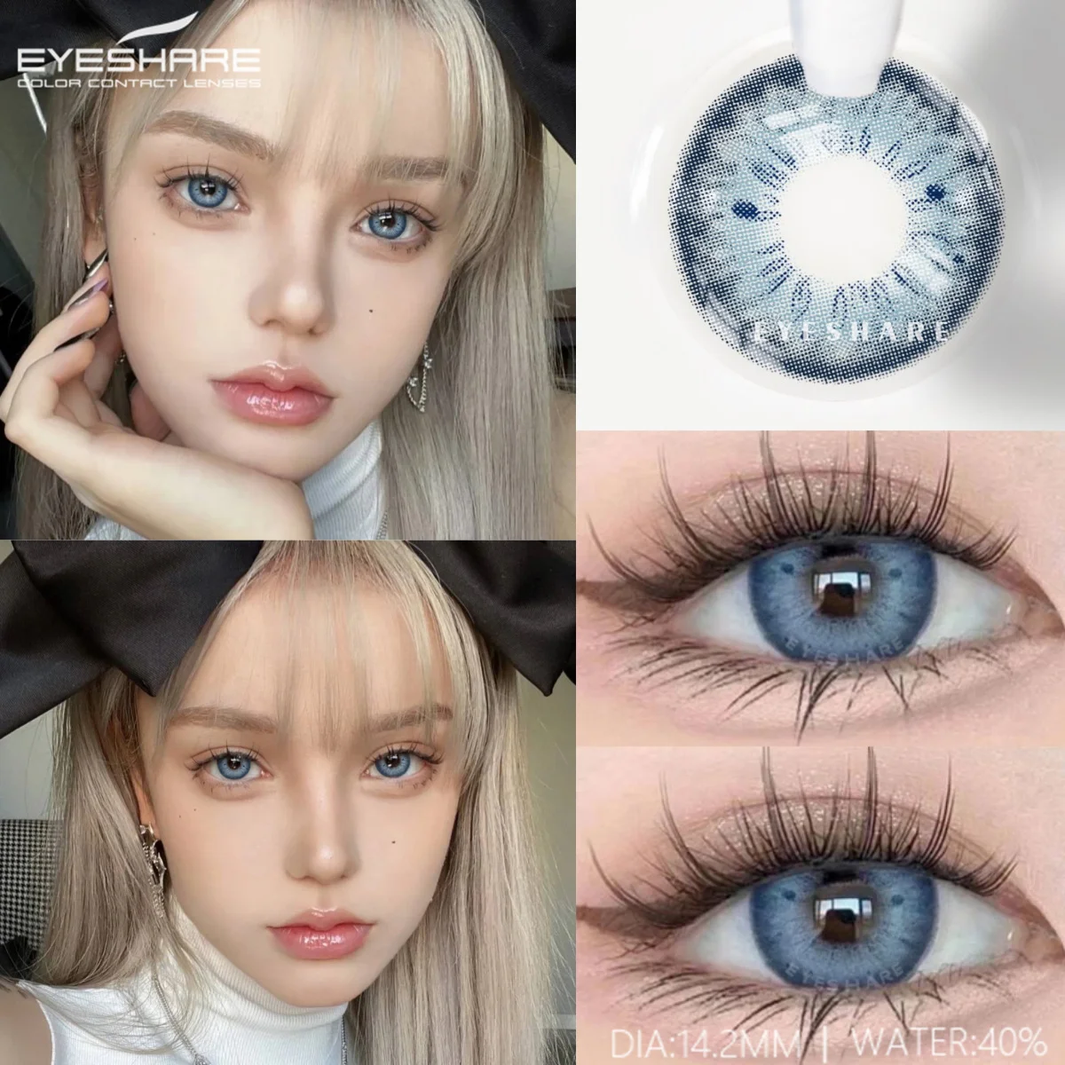 EYESHARE Blue Eyes Contacts Lense 1pair New Natural Colored Contact Lenses for Eyes Gray Contact Lens Yearly Fashion Eye Lenses