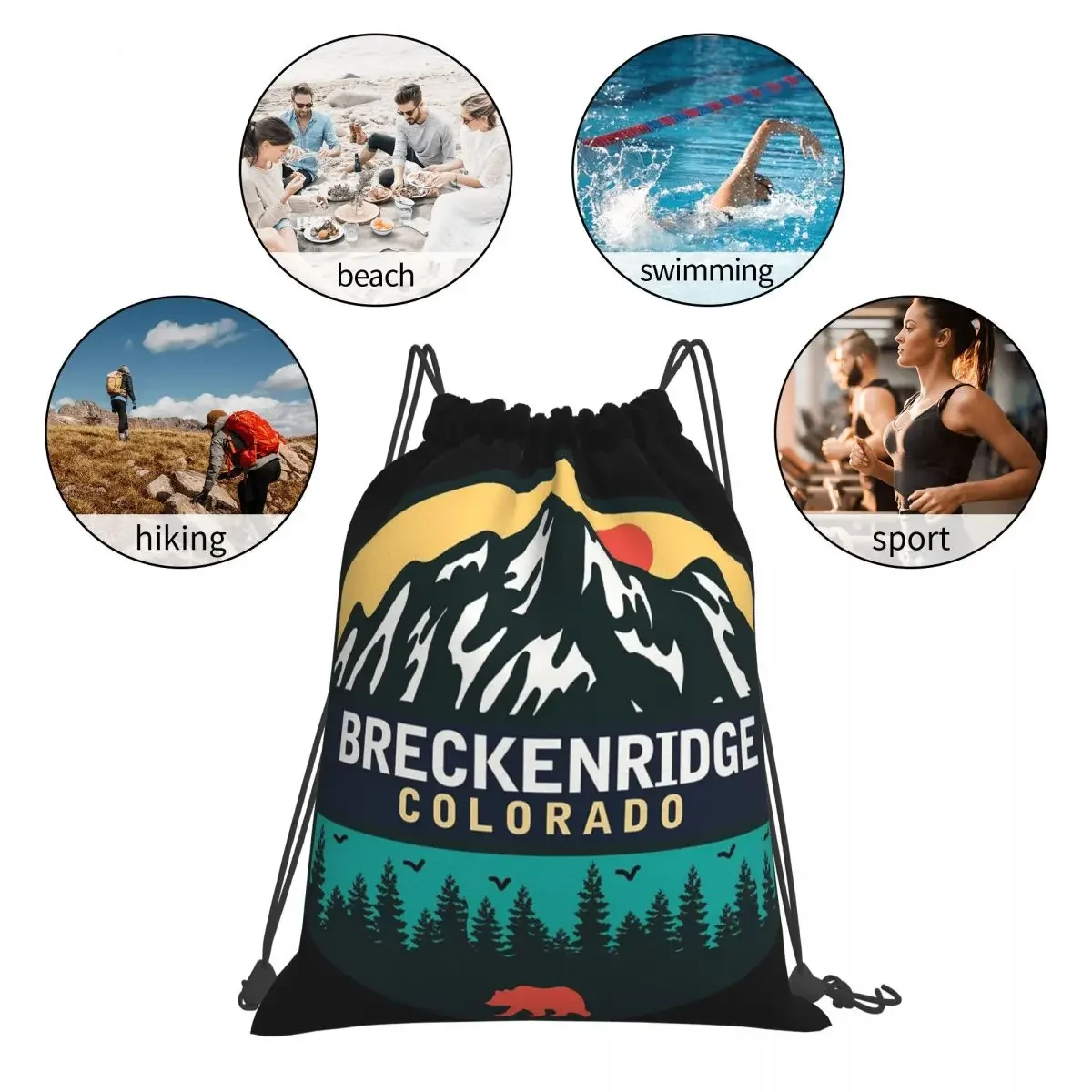 Рюкзаки Breckenridge Colorado, портативные сумки на шнурке, карманная сумка на шнурке, сумка для книг для путешествий, студентов