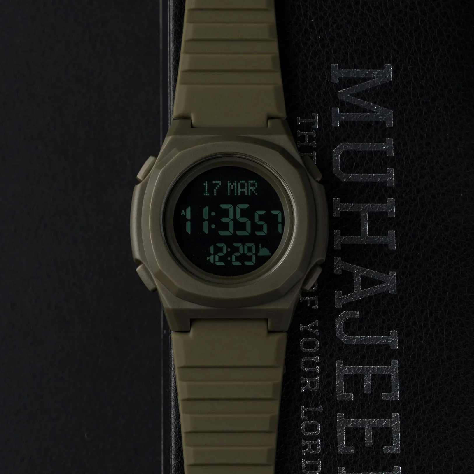 

Islamic Men's Watch Qibla Calculator Compass Direction Prayer Time Azan Watch Waterproof Electronic Watch