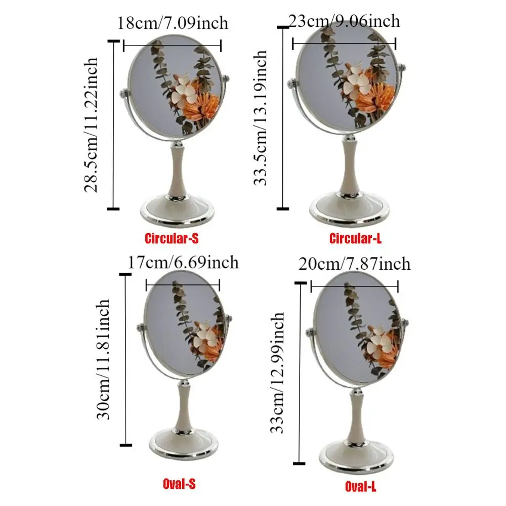 Espelho de maquiagem dupla face, rotação 360, estilo europeu, vaidade luxo leve, 3x lupa, alta definição