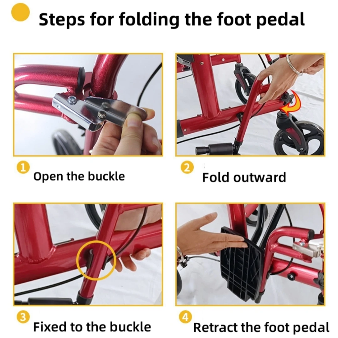 Walking Assistance For The Elderly Disabled Rehabilitation With Seat Pedals And Foot Pedals Multi-Function Household Walker Aids