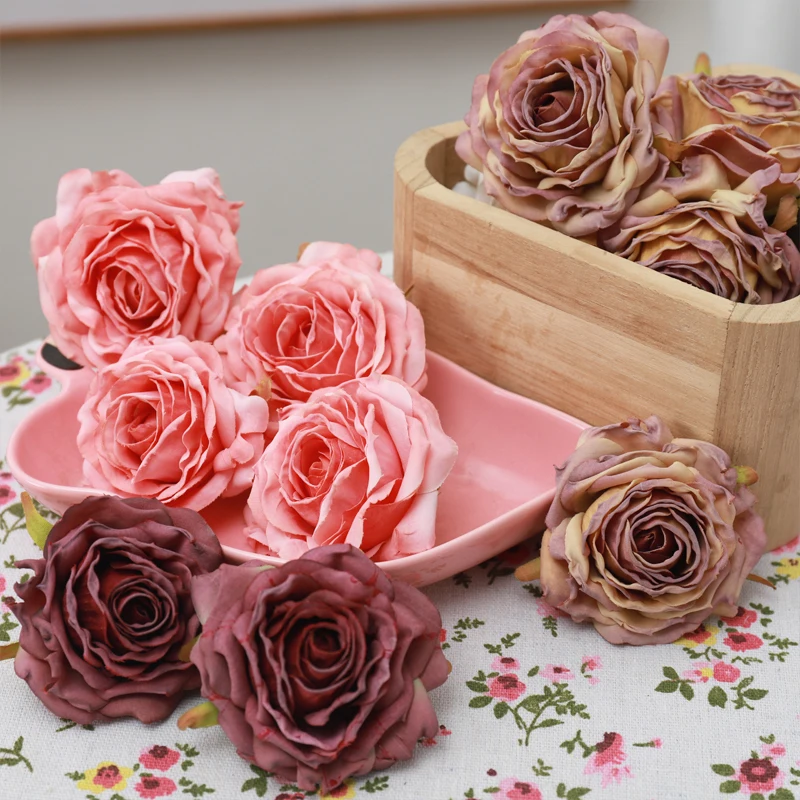 5pc Artificial Flowers Rose Silk High Quality For Christmas Wedding Home Decoration Birthday Party Fake Flower Cutting Craft DIY