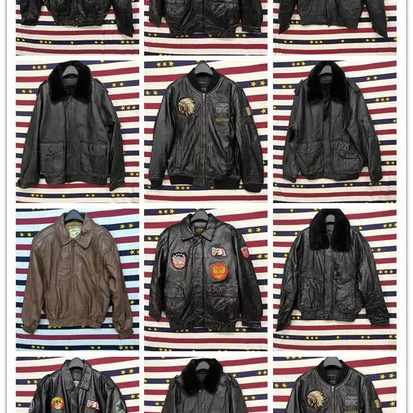 

Vintage Men's ort Loose Pilot Label American Sle A2 Leather Jaet eep Leather Long Sve Windproof Warm Outerwear