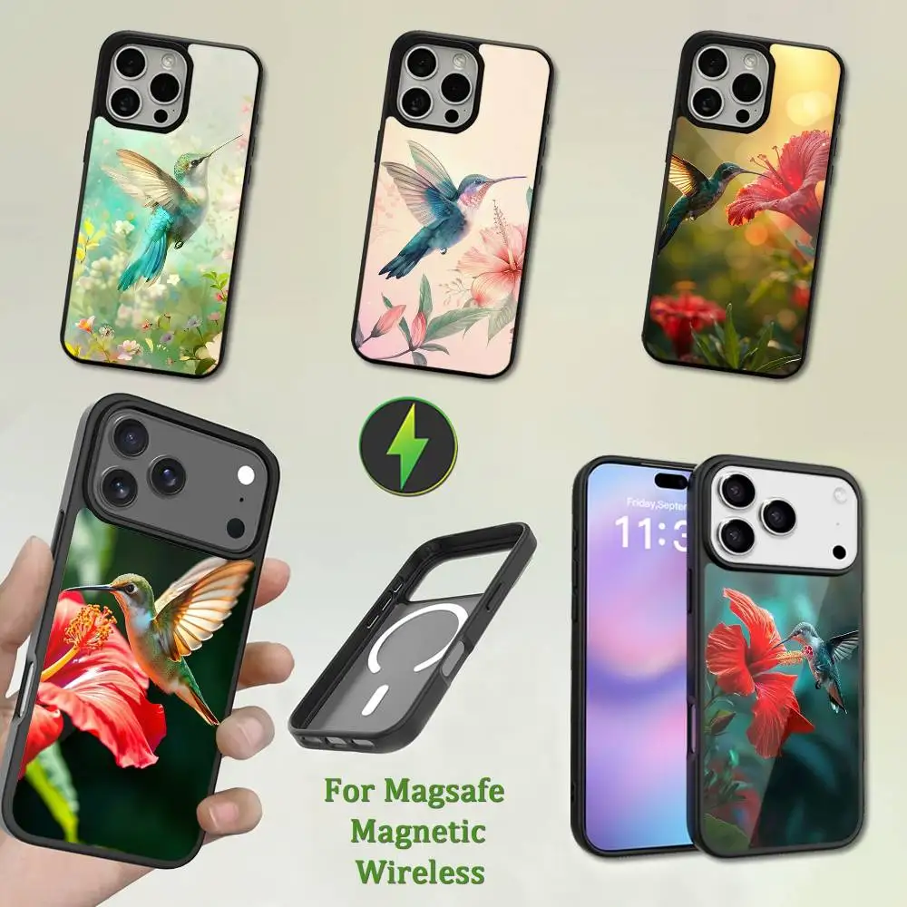 

Cute little Hummingbird Phone Case For iPhone 13,12,11,16,15,17,14,Pro,Max,Plus,Mini,Magsafe,Magnetic Wireless Charging