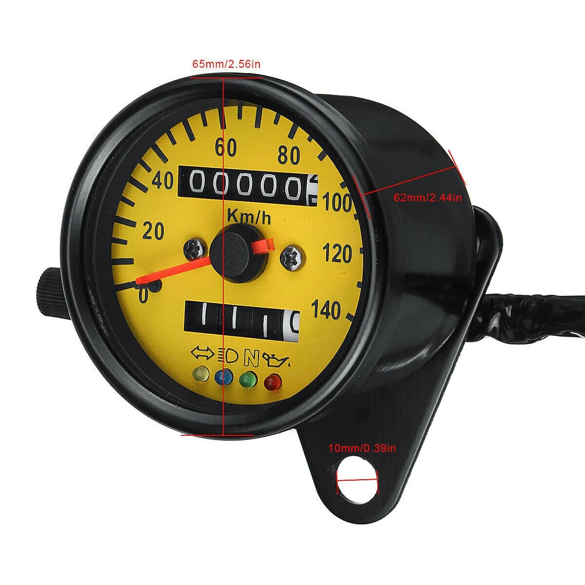 

Portable Universal Motorcycle Dual Odometer KMH Speedometer Gauge Meter LED Backlight Tachometer