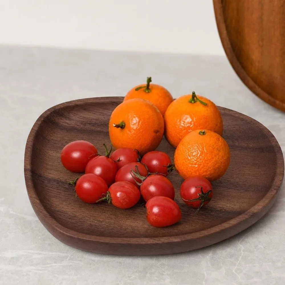 Sturdy Wood Wooden Tray Irregular Shape Wood Texture Serving Tray Smooth Polished Practical Storage Tray Dining Table