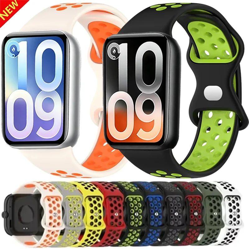 Weiches Silikonarmband für Xiaomi Mi Band 10 Pro 9 Pro 8 Pro Zweifarbiges Komfortables Atmungsaktives Armband Redmi Watch 6 5 4 Zubehör