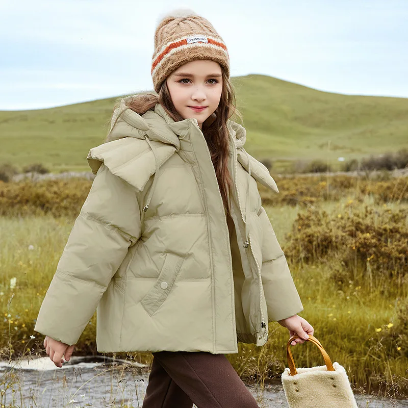

OLEKID 2025 -30 Degree Winter Down Jacket For Girl Hooded Thick Warm Teen Girl Jacket Coat 5-12 Years Kids Parka Outerwear