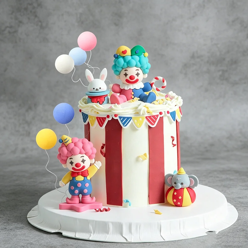 Adornos Coloridos para Pastel de Circo, Payaso, León, Elefante, Globos, Decoración Divertida para Baby Shower, Fiesta de Cumpleaños Infantil, Arreglo de Pastel