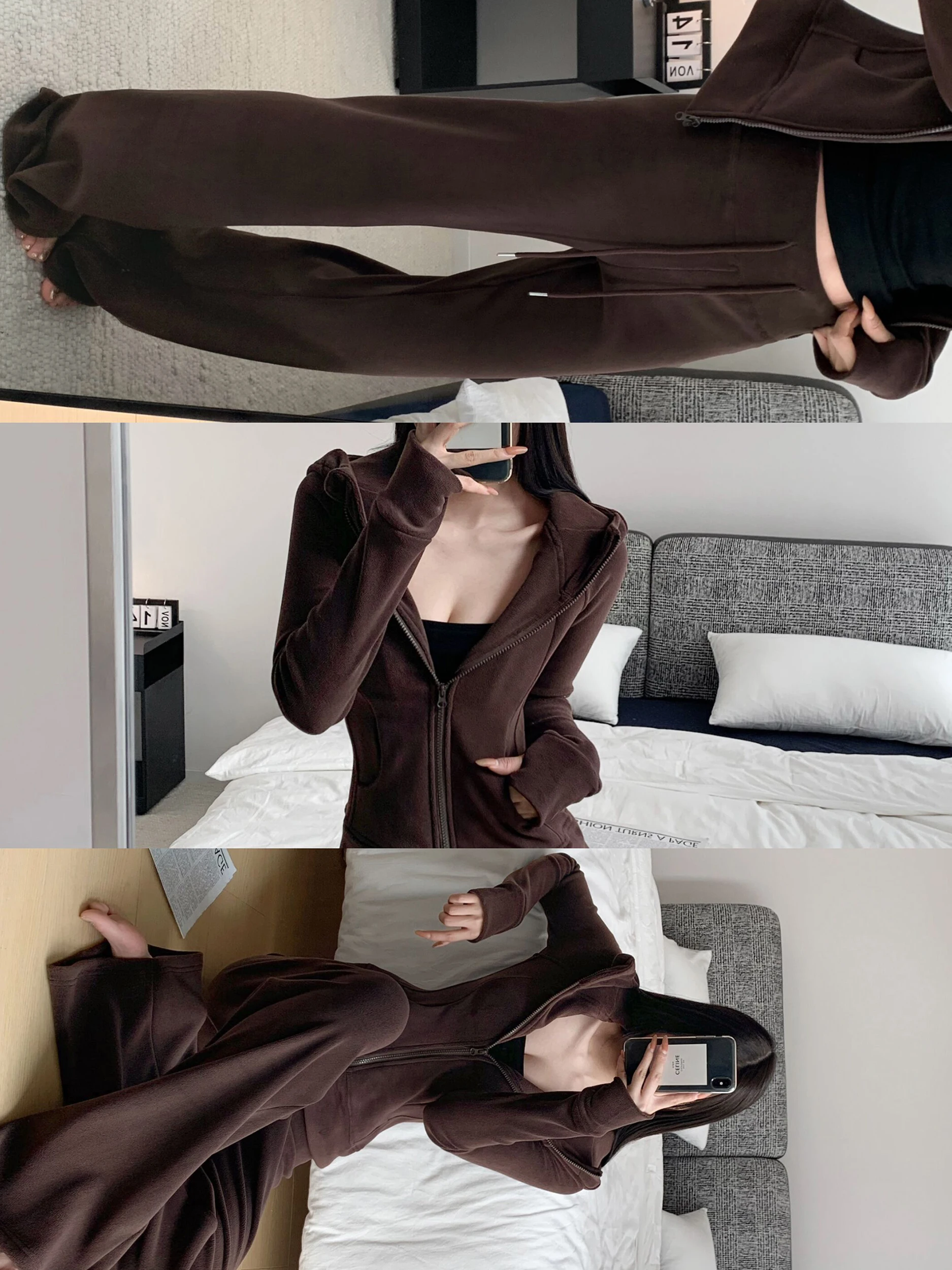 

Мягкий уютный комплект с капюшоном, женские повседневные брюки Fce Long Sve с высокой талией, широкие брюки с капюшоном Jaet, осень-зима Faion