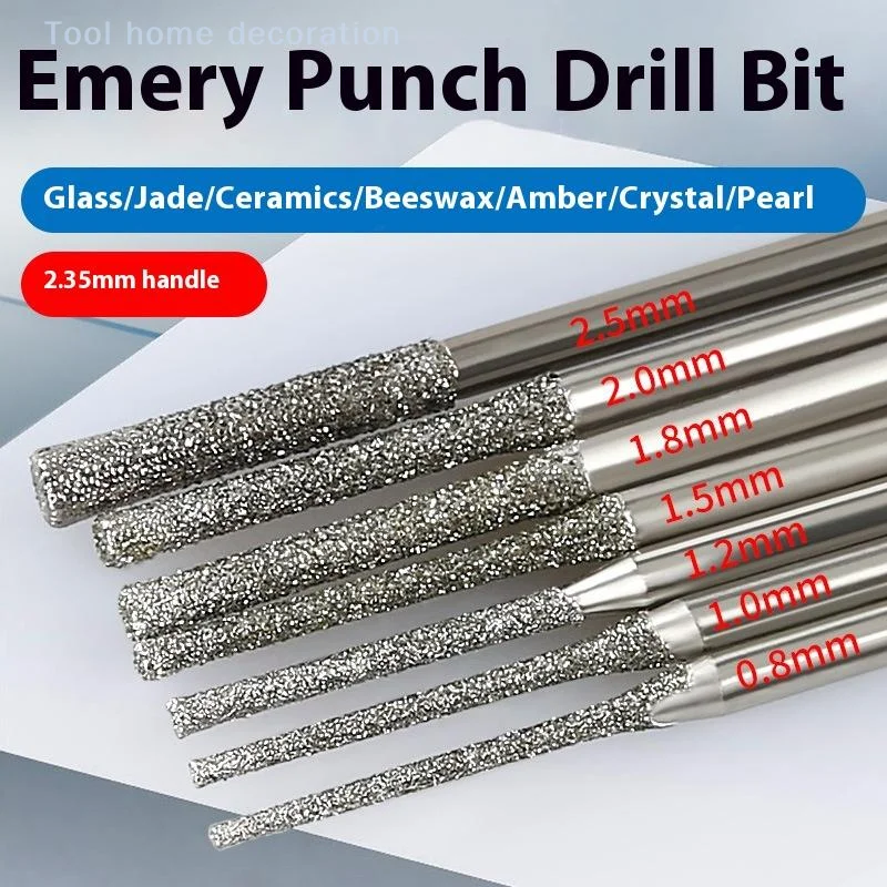 2.35mm Shank 10 Pack Diamond Coated 0.8-2.5mm เจาะ Bits Kit สําหรับขัดหยกและสิ่งประดิษฐ์แก้ว