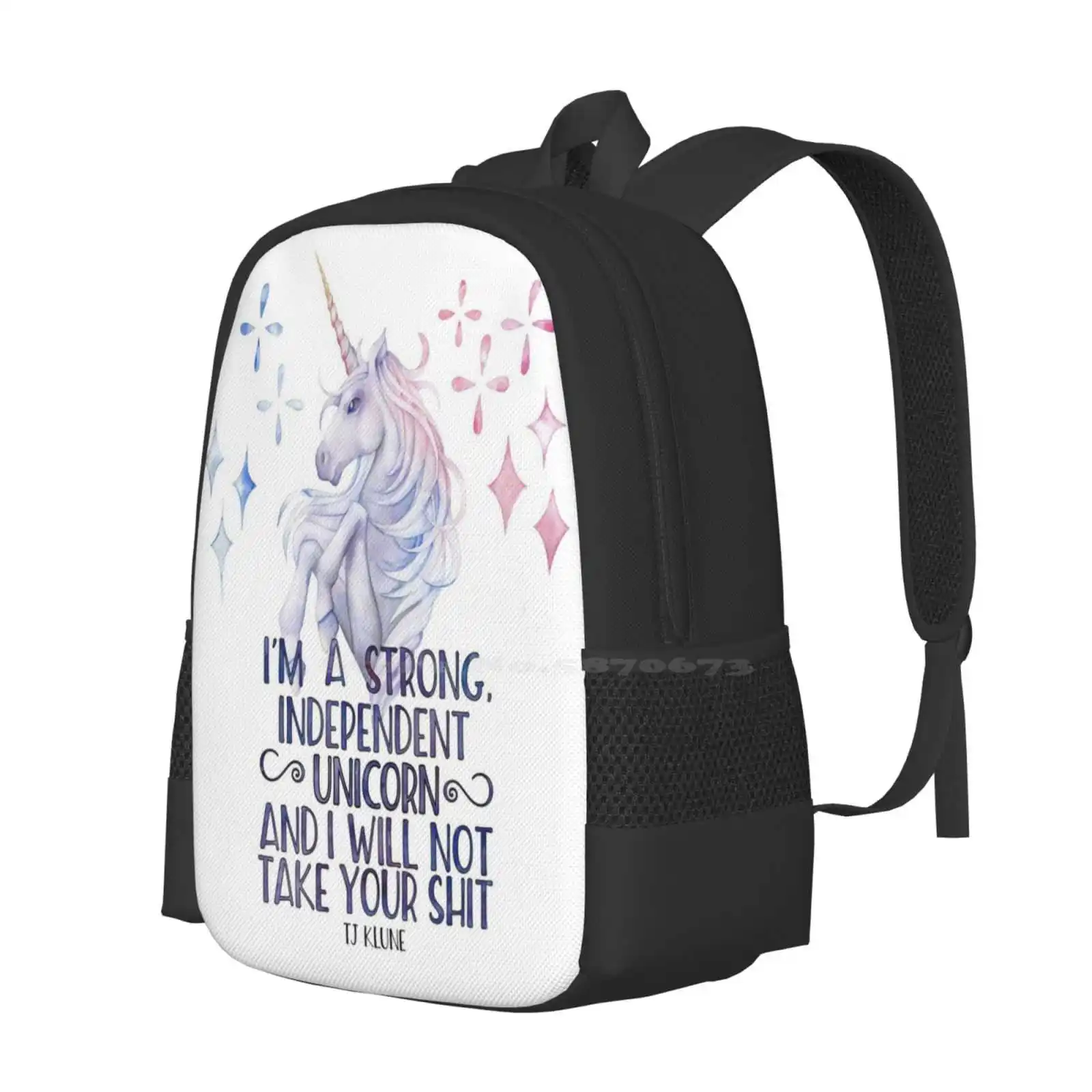 I Am A Strong Independent Unicorn - The Lightning Struck Heart Pattern Design Laptop Travel School Bags Unicorn Tj Klune Horse