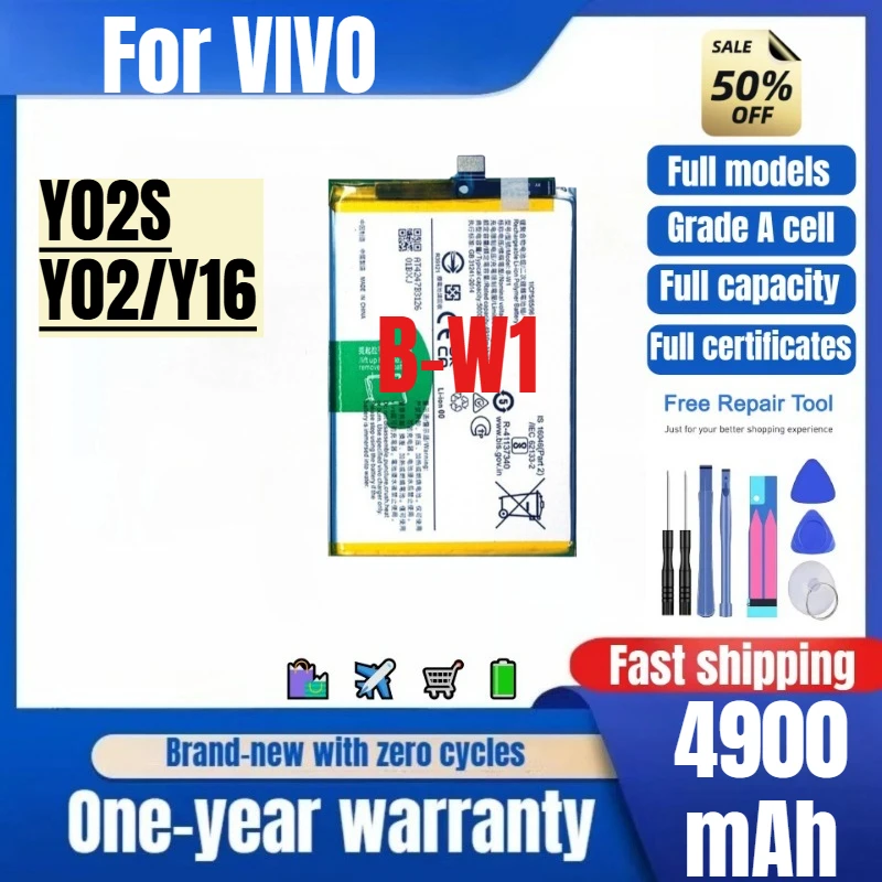 

B-W1 for VIVO Y02S/Y02/Y16 Phone Battery 0 Cycle High Quality High Capacity Battery Replacement Bateria Grade A Cell with Tools