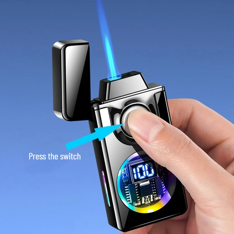 

Technology Induction Double Fire Lighter Cigarette Lighter Metal Inflatable Windproof Personality Trendy Windproof Men's Gift