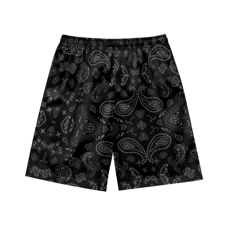 Burning Skeleton Fingers Print Men's Breathable Quick Dry Drawstring Waist Shorts Casual Polyester Sport Shorts For Men