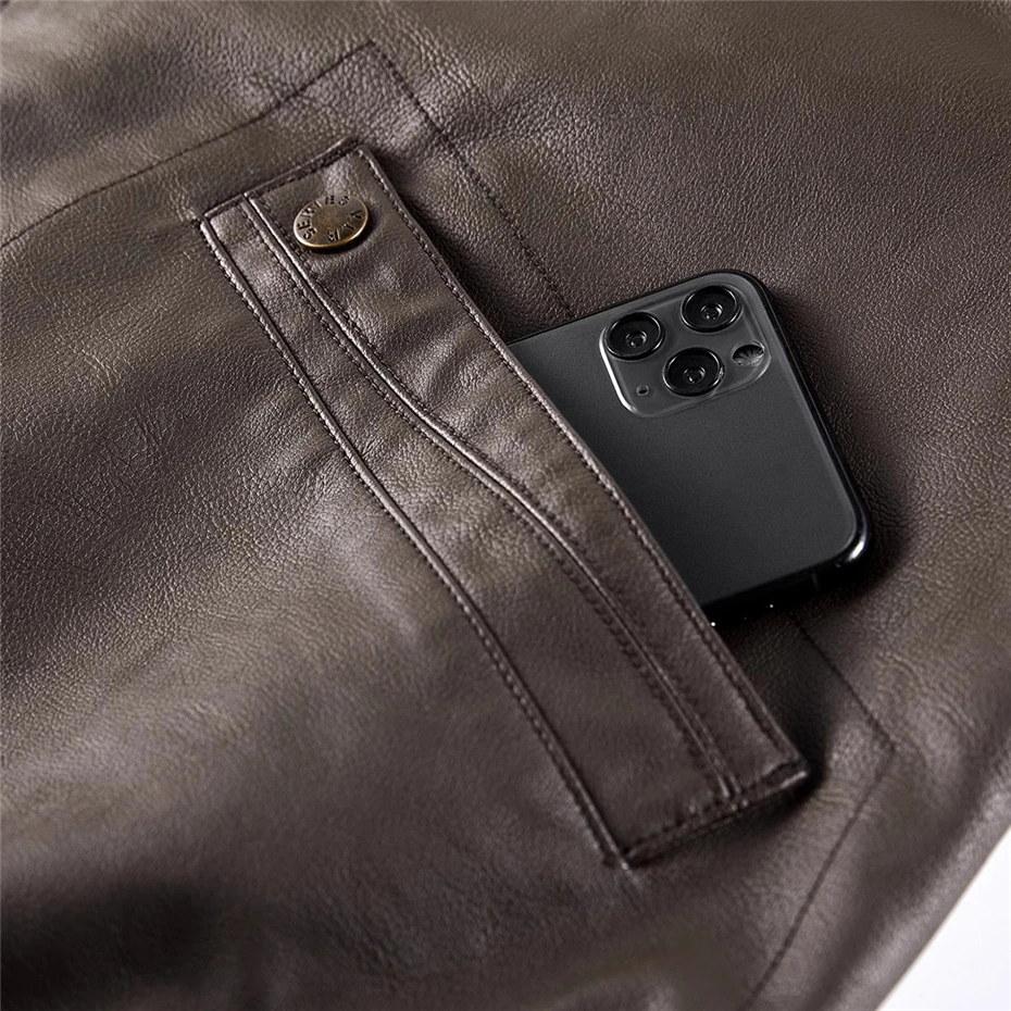 PU Bomber Jackets Men Vintage Baseball Jackets Spring Autumn PU Cargo Jacket Male Techwear Outdoor Outerwear