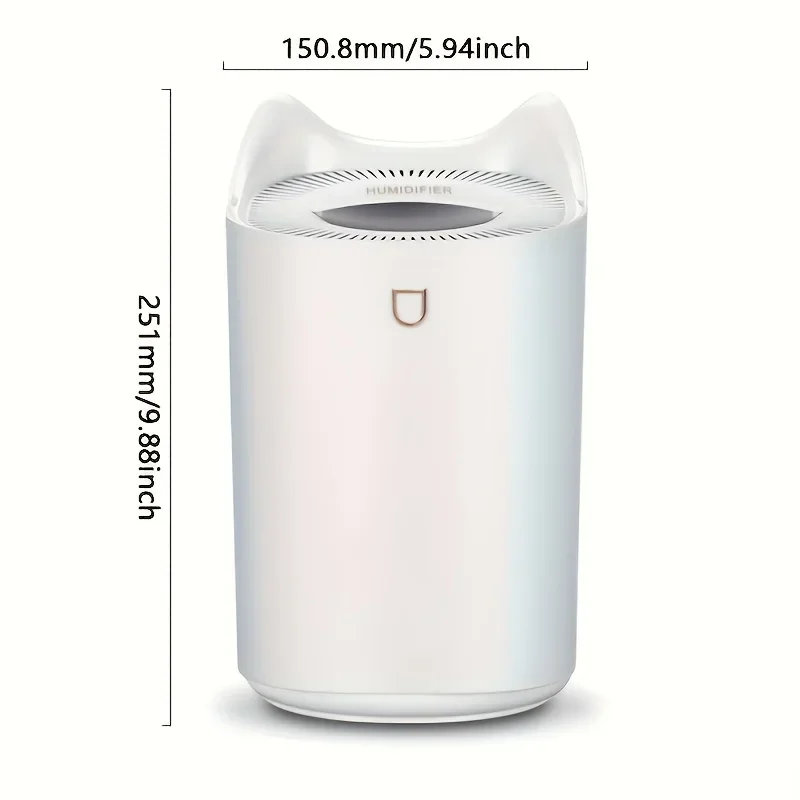 Humidificador de luz LED con doble boquilla de gran capacidad de 3,3l, difusor ultrasónico de aceites esenciales de 3300ml, humidificadores de aire para habitación H2o
