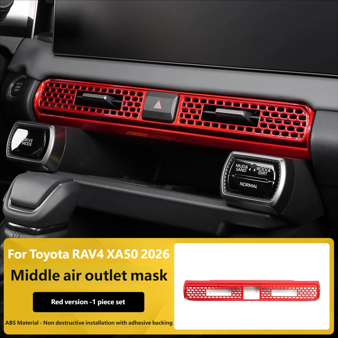 For Toyota RAV4 XA60 2026 ABS Red Gear Shift Cover Trim Central Control Strip Air Outlet Trim Interior Decoration Accessories