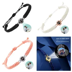 Bracelet Personnalisé en Acier Inoxydable avec Projection de Photo, Collection de Souvenirs d'Animaux de Compagnie, Cadeau d'Anniversaire pour Femme et Enfant