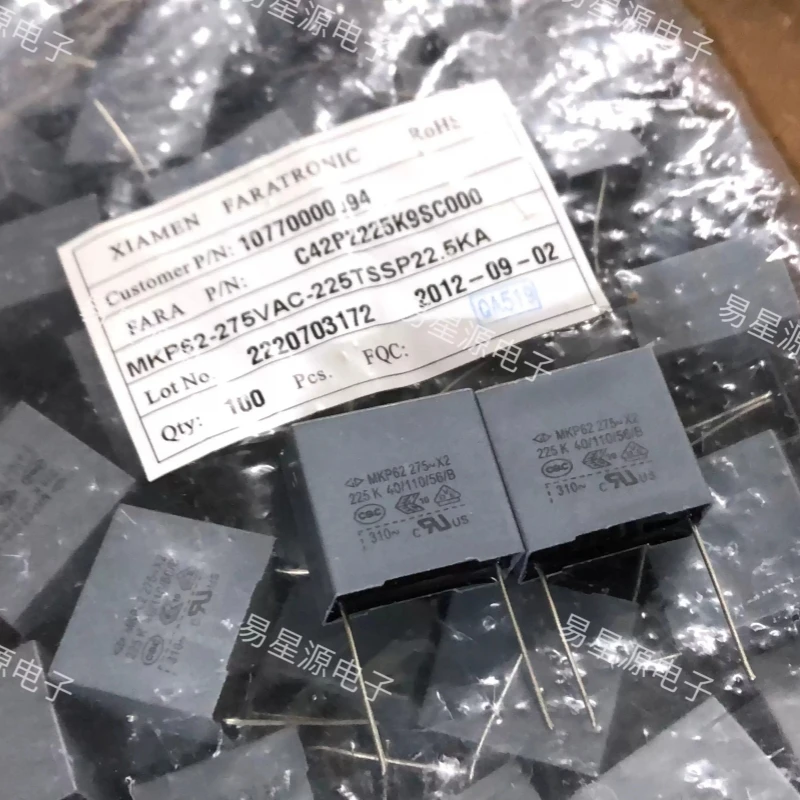 10pcs-2.2UF 275VAC Farad 275VAC225 2U2 MKP62 C42P2225K9SC safety capacitor