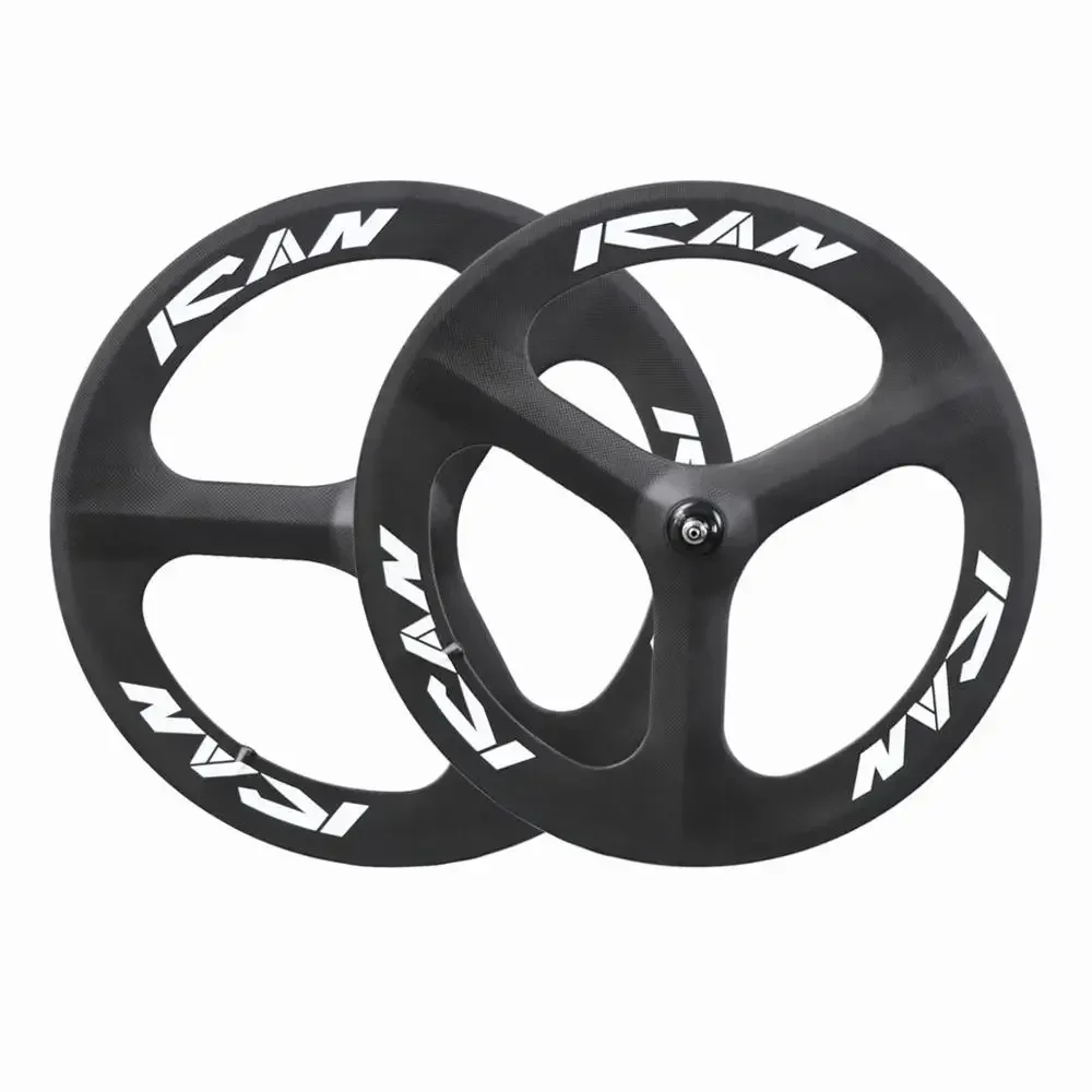 

Карбоновое колесо ICAN, 3-спицы, с черными ступицами Powerway, карбоновое гусеничное колесо