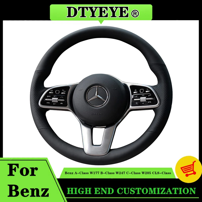 Car Steering Wheel Cover For Mercedes Benz A-Class W177 B-Class W247 C-Class W205 CLS-Class DIY Original Steering Wheel Braid