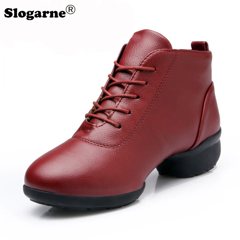 

Woman Dance Ankle Boots Women New Jazz Dance Shoes 4cm Heels Soft Pu Leather Waltz Tango Modern Ballroom Dance Shoes Sneakers