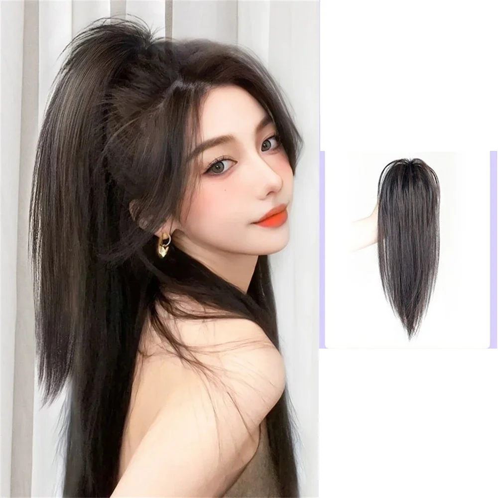 Korean Horsetail Wig Female Half Tied Ponytail Braid Simulation Hair Grab Clip Chicken Hair Wig Piece Fountain Ponytail Braid