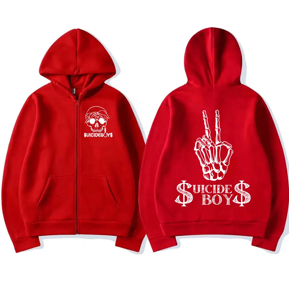 Suicideboys G59 Skelett Reiß verschluss Hoodies American Hip Hop Gothic übergroße Reiß verschluss Sweatshirt Männer Frauen Langarm lose Pullover