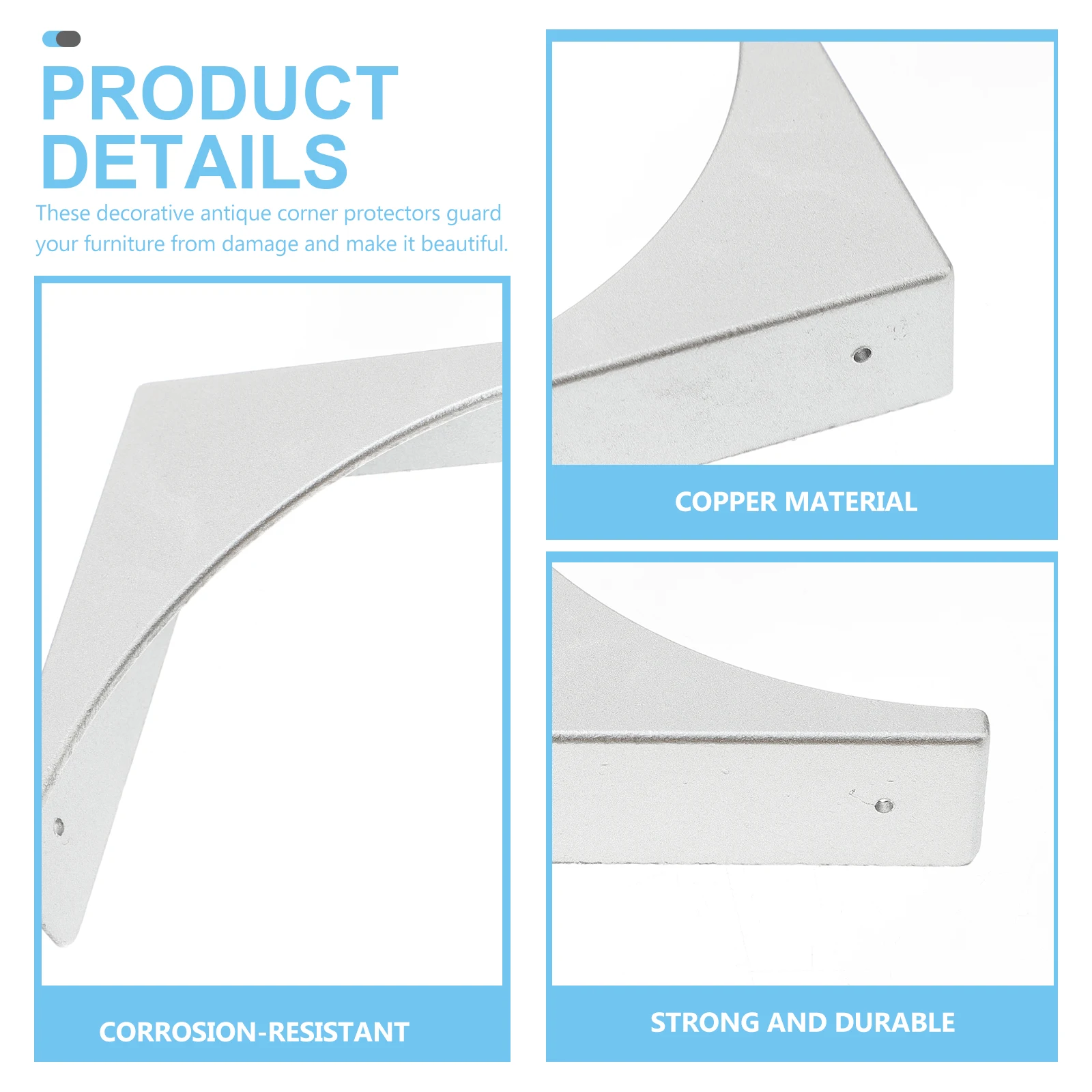 

4pcs Furniture Guards Copper Corner Brackets Protective Metal Bumpers Decorative Antiques Corrosion Resistant
