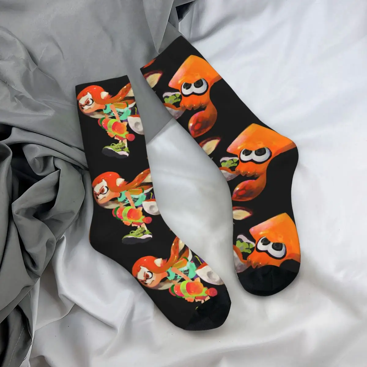 Calcetines de compresión divertidos para hombre, calcetín de Escape, Hip Hop, Harajuku, Splatoon, patrón feliz sin costuras, estampado, regalo