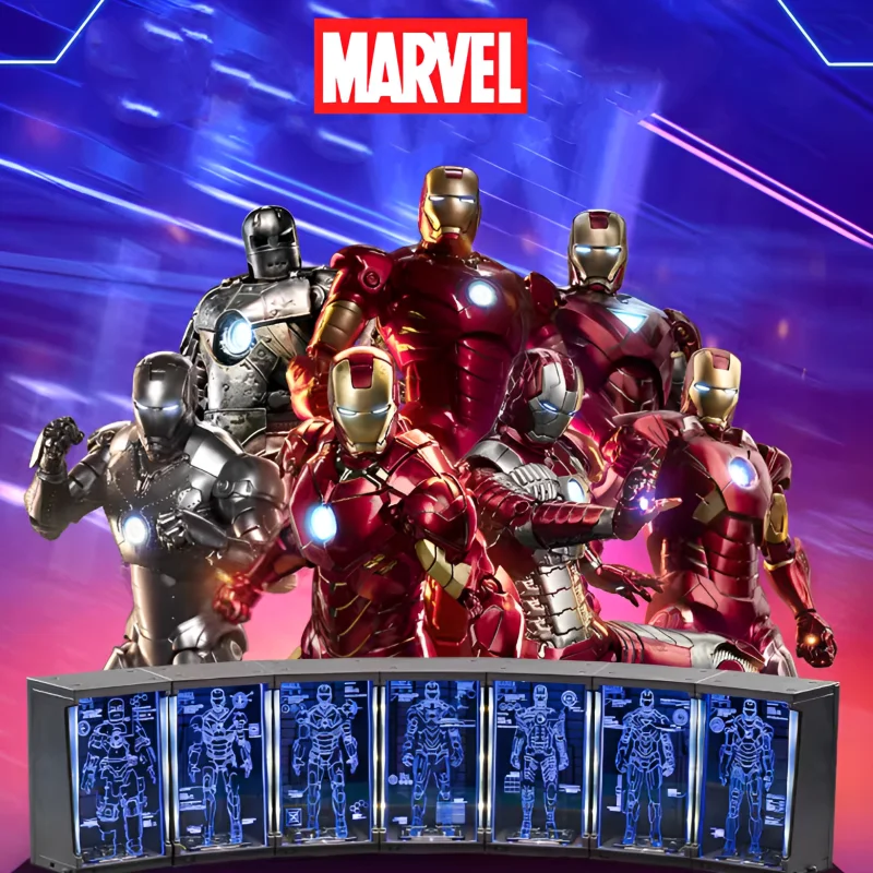 

Marvel Toys Hologram Hall Of Armour Marvel Iron Man Mark Mk1 Mk2 Mk3 Mk4 Mk5 Mk6 Mk7 Action Figure Led Display Tony Stark Toy