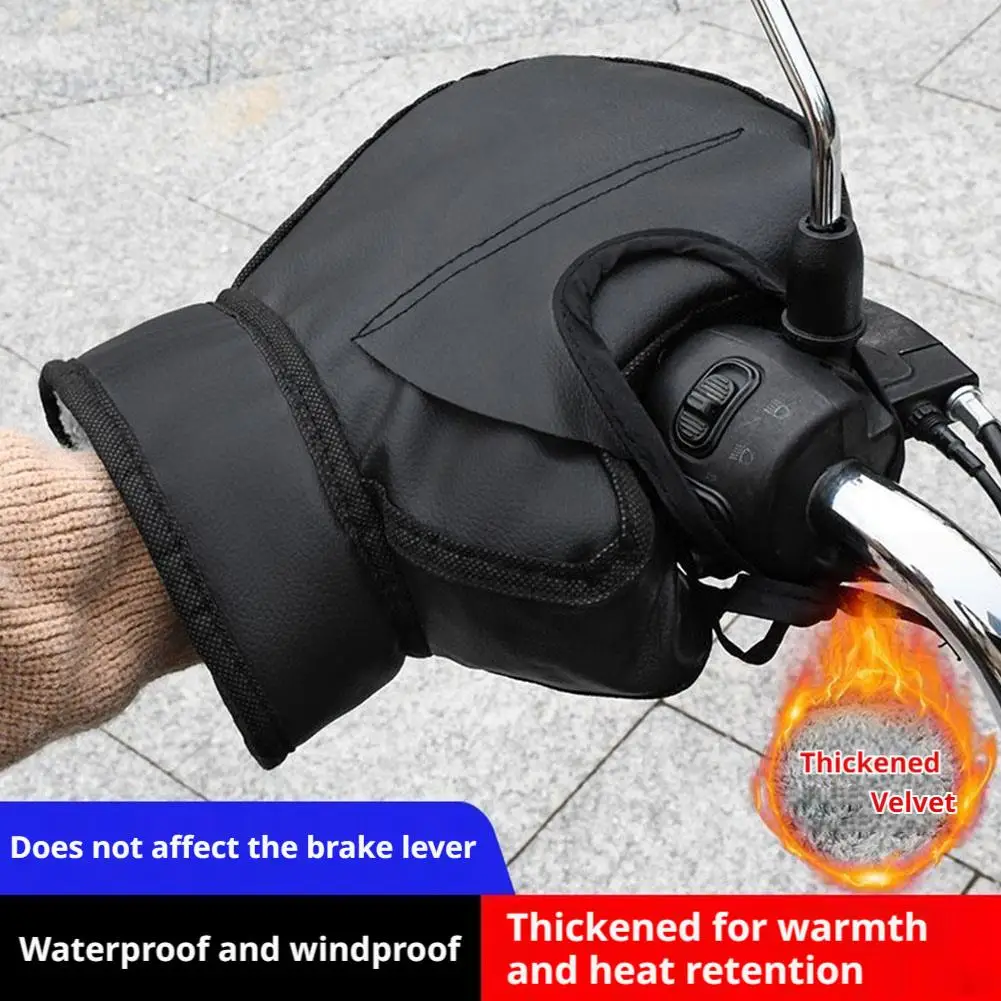 Winter-Motorrad-Lenkerhandschuhe, wasserdicht, mit dicker Fleece-Fütterung, reflektierende, warme Handschuhe für E-Bike-Fahrten. – Detail 15